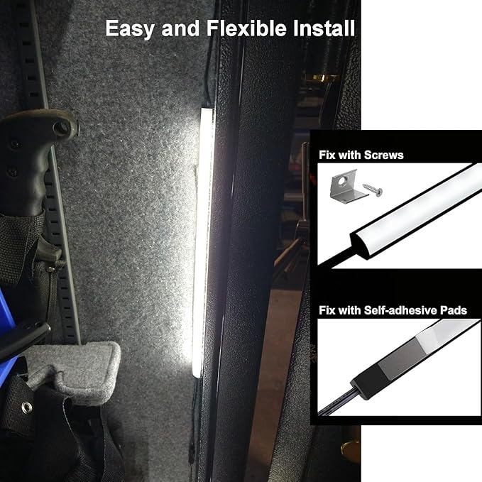 Door Activated Safe Light Kit, Multiple Packs 12 Inch 5000K Black Led Safe Lighting Kit with Power Adapter, Self-Adhesive - Ideal for Safes, Closets, and Pantries