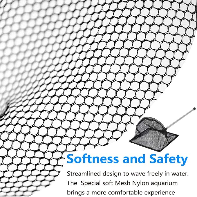 Aquarium Fish Net, 5 Inch Fine Mesh Fish Tank with Extendable 9-24 inch Long Handle