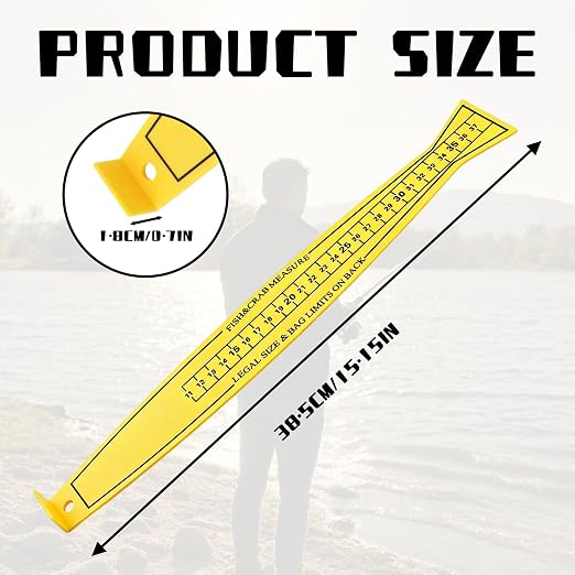 15 Inch Fish Measuring Board Lightweight Fish Ruler Bump Board - Fishing Ruler for Crabs and Fish, Portable Kayak/Boat Measuring Tool Easy to Read (Yellow)