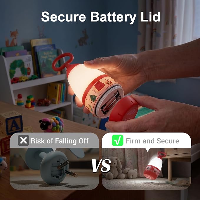 2-Pack Kids Camping Lantern & Night Light, Battery Operated, 360° Eye-Safe Light, Santa Decor, IPX4 Waterproof Fun Everyday Gift (Christmas, 6× AAA Included)