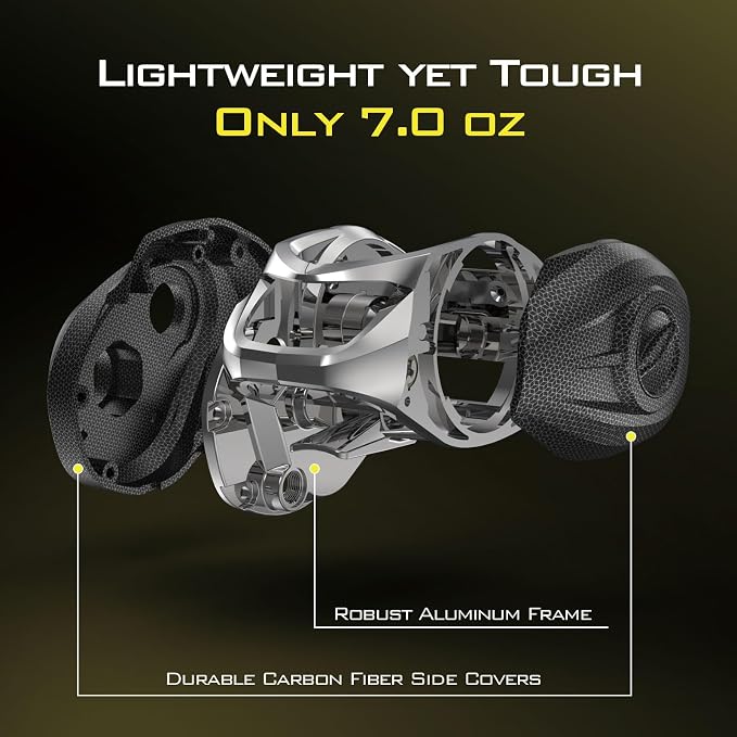 KastKing Skeet Reese Icon Baitcasting Reels - AutoMag Dual Braking System Fishing Reel, 7oz Lightweight Aluminum Frame,17.6 Lb Carbon Drag,11 + 1 Stainless Steel BB,7.2:1 Gear Ratio, TPE Handle Knobs