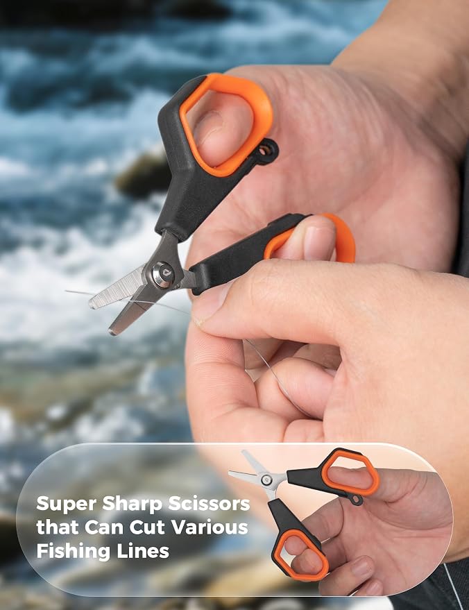 Fishing Tools Kit, Fishing Pliers,Fishing Scissors, Fishing Line Cutter for Braided Fishing Line,Fishing Gear with Lanyard