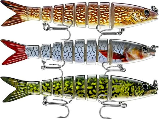 Keenjorika Fishing Lures Multi Jointed Fish Fishing Kits, Slow-Sinking Lifelike Segmented Swimbait Crankbaits, Realistic Swimming Action for Bass, Trout, Pike & Walleye, Freshwater and Saltwater