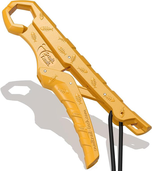 SNAIL TRAIL 7.5''/9'' Floating Fish Gripper, Fishing Grabber, Catfish Mouth Pliers, Caught Bass Holder, Digital Scale Hook Clamp, Saltwater Lip Grip Tool with Lanyard, Gifts for Men, Yellow