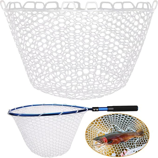 Dovesun Rubber Fishing Net Replacement Netting Without Handle Clear Black Fishing Nets for Fish Fly Fish Landing Net Bag for Freshwater Saltwater Foldable Trout Net Rubber Mesh 5 Sizes White Black Red