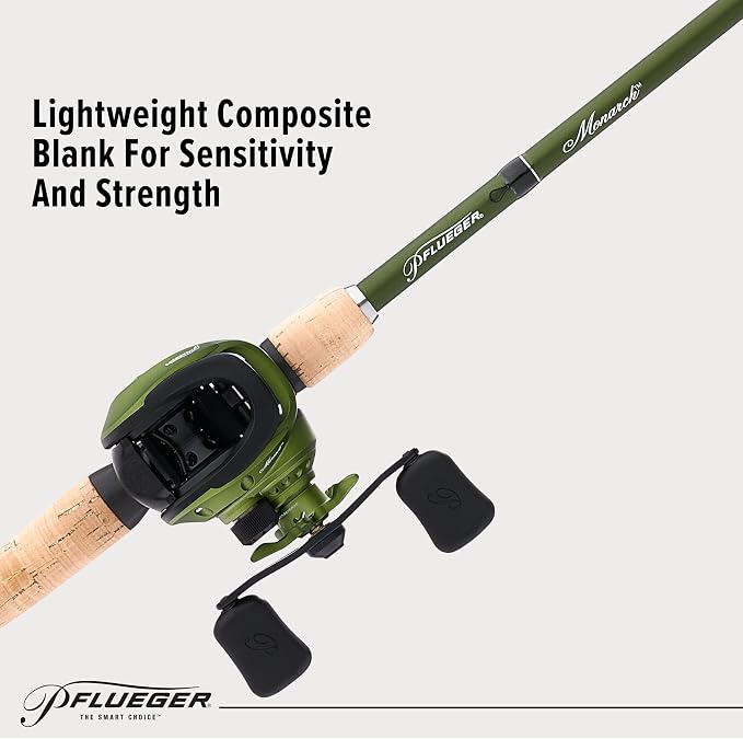 Pflueger Monarch Low Profile Baitcast Reel and Fishing Rod Combo