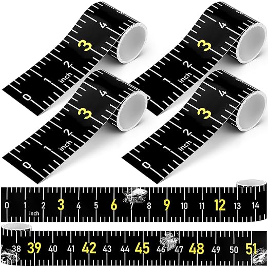 4 Pack Fishing Ruler for Boat 51 Self Adhesive Fishing Measuring Tape Fish Measuring Decals Waterproof Black Self Adhesive Measurings Ruler Sticker