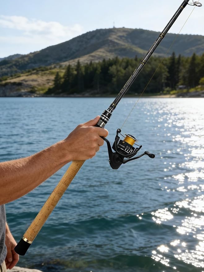 Jenseits Carbon Fiber Fishing Rod Series (6-12 Ft), Spinning & Casting Rods with Stainless Steel Ceramic Guides, Fast Action Fishing Pole for Bass, Trout, Walleye & Surf Fishing