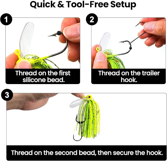 FishTrip 50/100pcs Trailer Fishing Hooks, High Carbon Steel Bass Trailer Fish Hooks Pair with Spinnerbait, Buzzbait, Flipping Jig, Jig Head for Bass Fishing Freshwater
