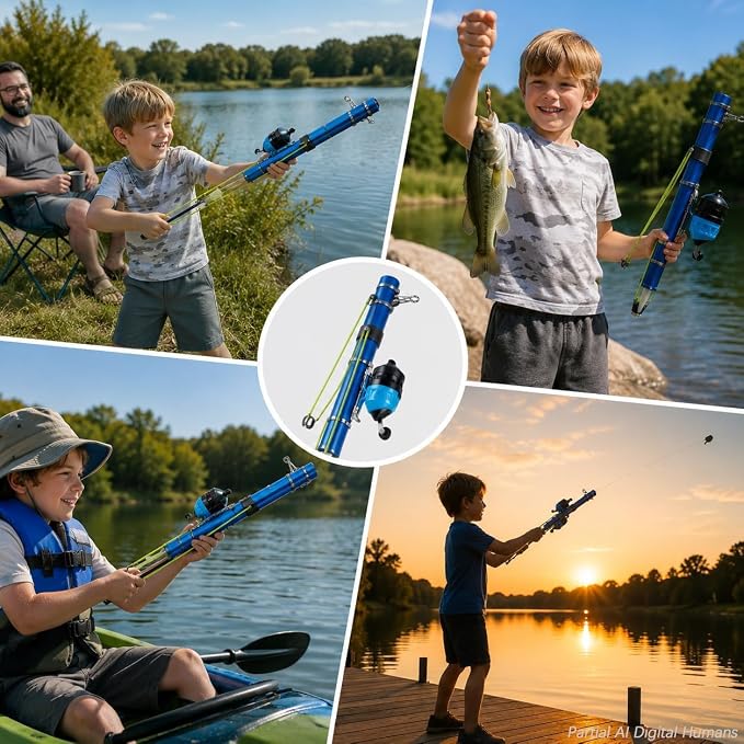 Catapult Fishing Rod Combo with Spincast Reel & Complete Tackle Kit, Slingshot Casting System, 15-25M Distance for Beginners