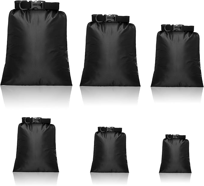 Shappy 6/12 Pcs Waterproof Dry Bags, Lightweight Outdoor Waterproof Dry Stuff Sacks 15/8/5/4/3/2 L and Long Adjustable Shoulder Strap for Kayaking Rafting Boating Hiking Camping