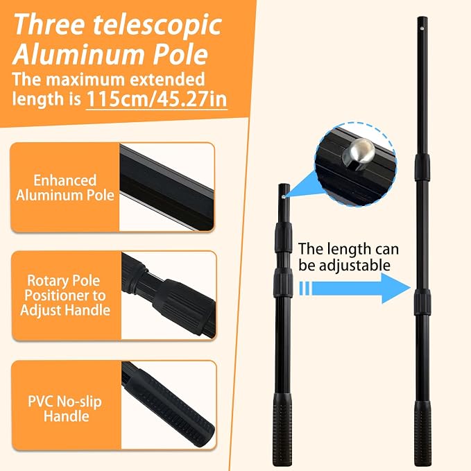 Telescoping Metal Lock Fishing Net Blue Aluminum Alloy Rubber Fish Net - Adjustable Length Lightweight Foldable Large Fishing Net with Handle Collapsible Extendable Fishing Accessories