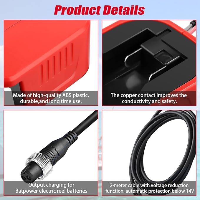 for Milwaukee M18 18V to for Daiwa/for Shimano Electric Fishing Reel Adapter, 14.4V/14.8V Converter for Tanacom/Seaborg/BeastMaster(Adapter Only)