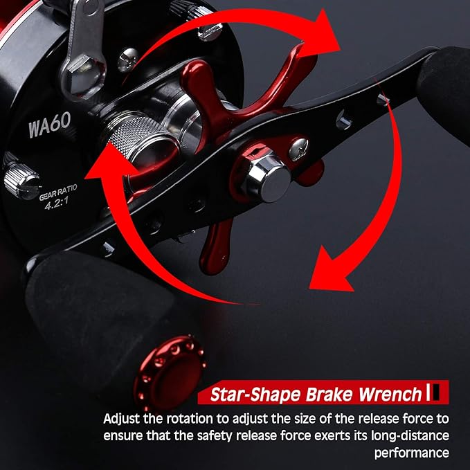 Sougayilang Fishing Reels Round Baitcasting Reel - Conventional Reel - Reinforced Metal Body and Supreme Star Drag