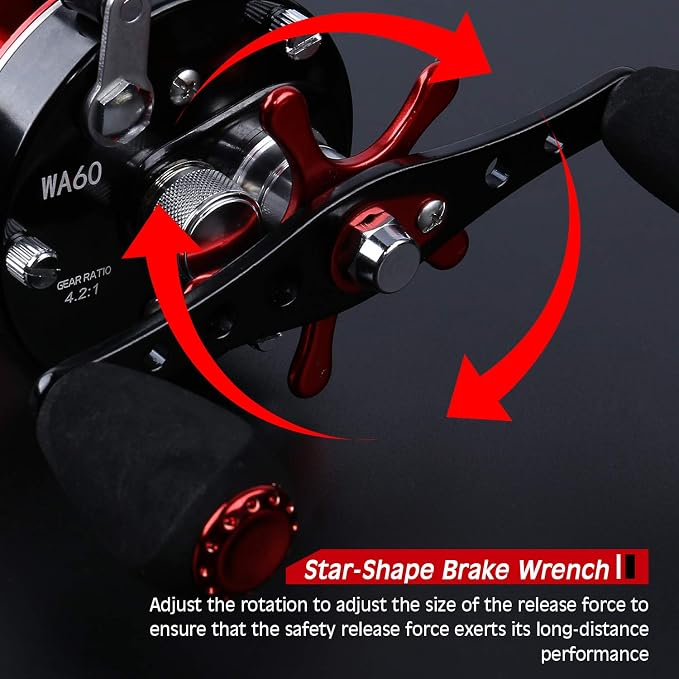 Sougayilang Fishing Reels Round Baitcasting Reel - Conventional Reel - Reinforced Metal Body and Supreme Star Drag
