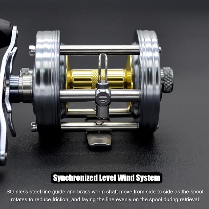 X-Tribe Round Baitcasting Fishing Reel, Synchronized Level Wind System, 17 LBs Powerful Carbon Drag, 5.3:1 Gear Ratio, Single Power Handle, All Metal Frame and Side Covers for Saltwater