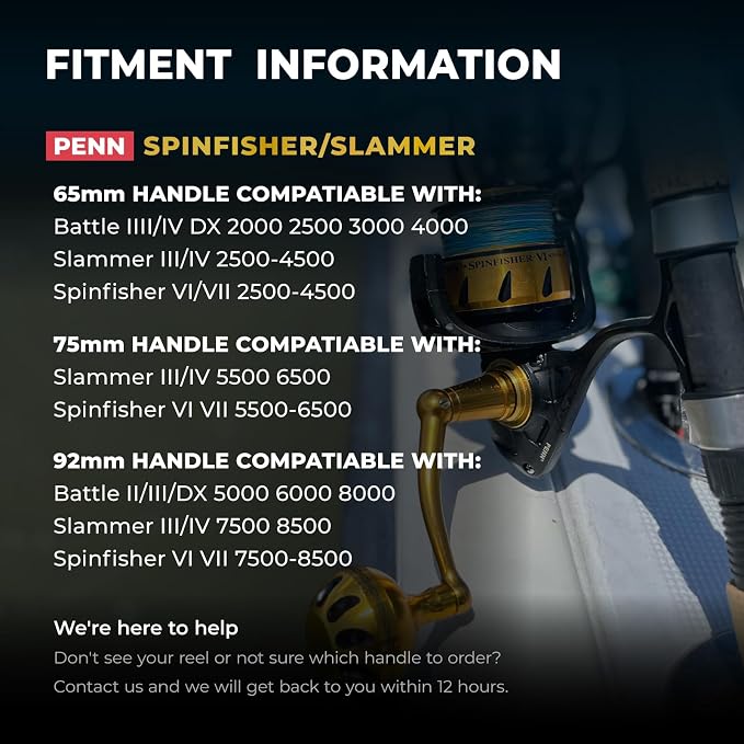 GOMEXUS Power Handle for Penn Spinfisher VI VII Slammer III IV Reel Crank (Make Sure Your Reel Model, Not for All Spinfisher Long Cast/V)-Please Pay Attention to The Adaptation Table