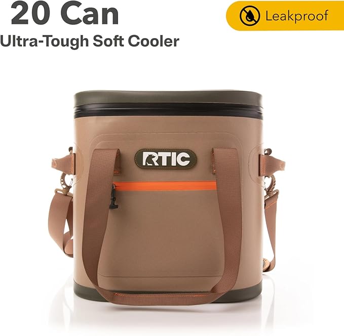 RTIC Ultra-Tough Soft Cooler 20 Can, Insulated Bag Portable Ice Chest Box for Lunch, Beach, Drink, Beverage, Travel, Camping, Picnic, Car, Trips, Floating Cooler Leak-Proof with Zipper