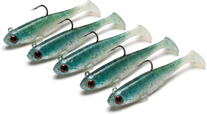 Soft Fishing Lures for Bass Fishing:Pre-Gigged Swim Baits for Saltwater or Freshwater.Soft Plastic Fishing Accessories.