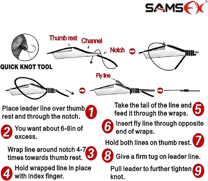 SAMSFX Fishing Stainless Steel Hook Tier, Knot Tying Tool, Loop Tyer, Hook Remover and Zinger Retractors Combo