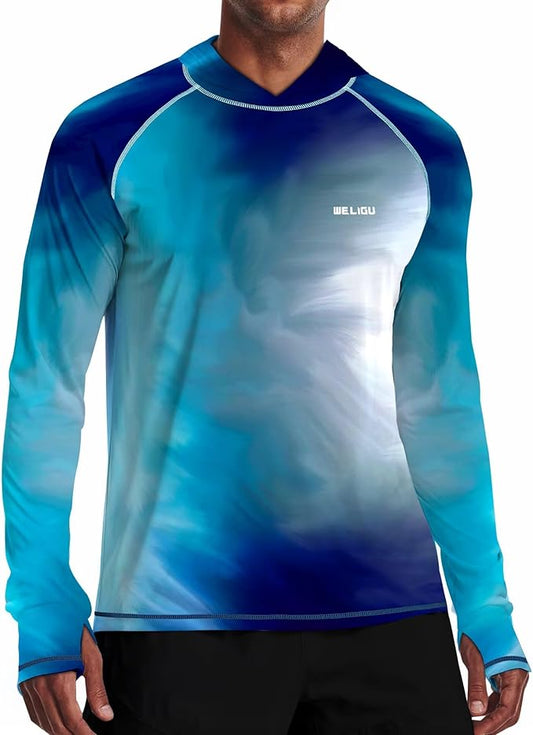 Men's UPF 50+ Sun Protection Hoodie Shirt Long Sleeve SPF Fishing Outdoor UV Hiking Lightweight Shirts