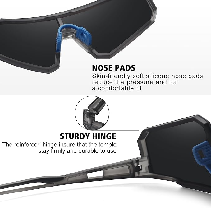 STORYCOAST Polarized Sports Sunglasses for Men Women,Driving Fishing Cycling Mountain Bike Sunglasses UV400 Protection
