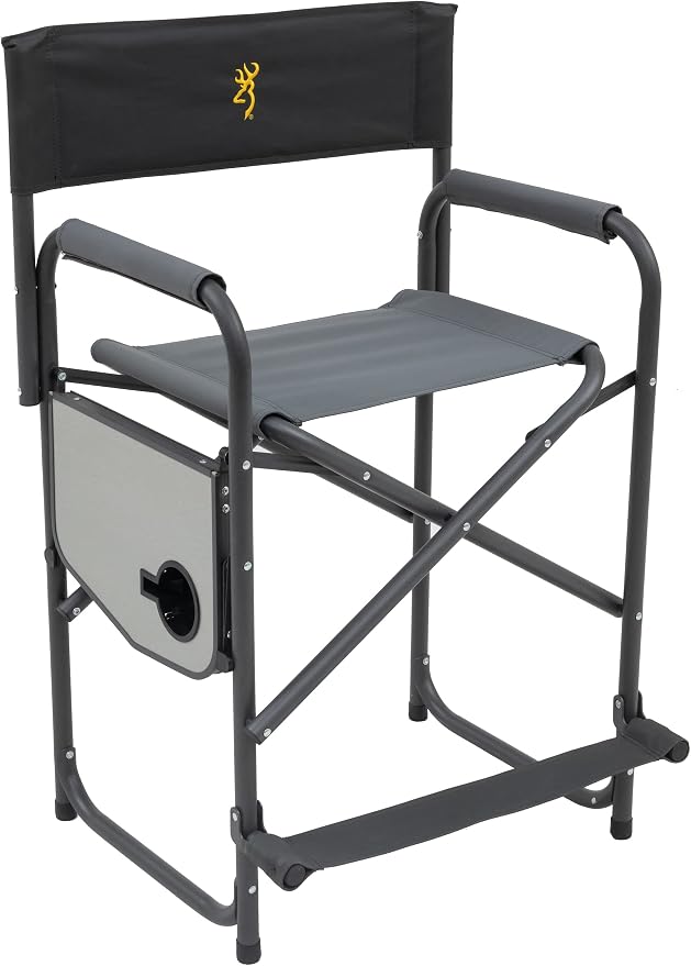 Browning Directors Chair - Outdoor Folding Chairs Made with Durable Fabric and Sturdy Aluminum/Steel Frame, with Extra Tall Seat and Flip-Down Footrest