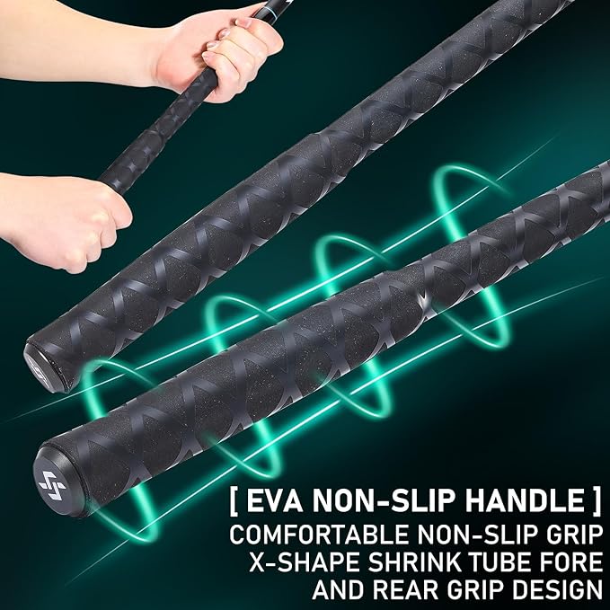 Sougayilang Spinning Fishing Rod, 3-Piece, Carbon Catfish Rod with EVA Comfortable Handle for Catfish and Carp Fishing, Medium/Heavy Power, 9'0"/10'0"/11'0"