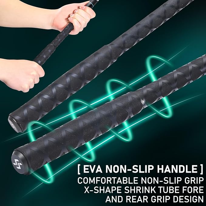 Sougayilang Spinning Fishing Rod, 3-Piece, Carbon Catfish Rod with EVA Comfortable Handle for Catfish and Carp Fishing, Medium/Heavy Power, 9'0"/10'0"/11'0" (11'0")
