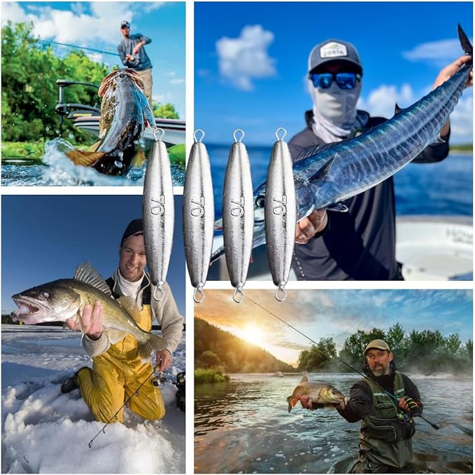 10PCS Fishing Weights Torpedo Sinkers Inline Trolling Sinkers Weights Kit Fishing Sinkers Catfishing Sinkers Saltwater Fishing Torpedo Weights Double Ring Sinkers - 1oz(30g)