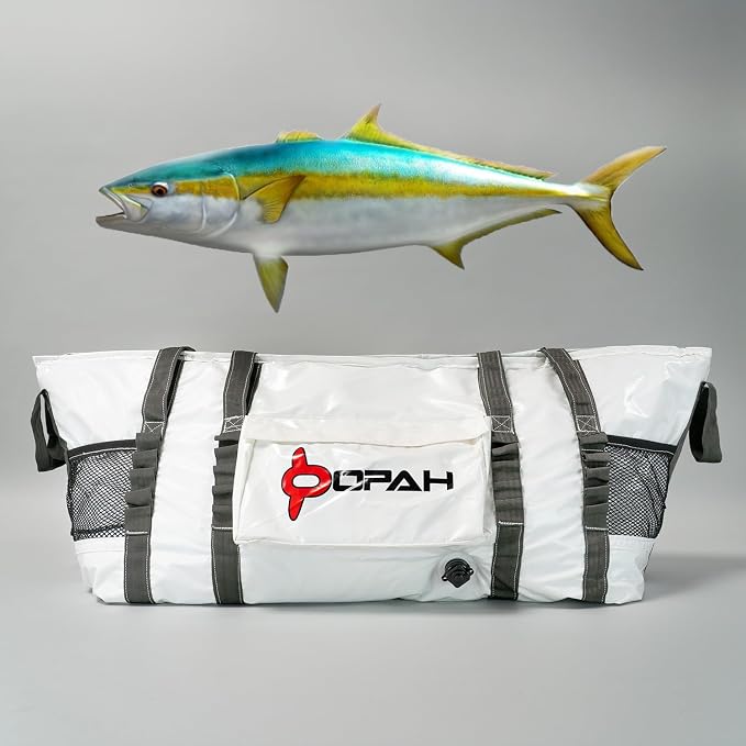 Opah Gear Fathom 5 Insulated Fish Kill Cooler Bag for Yellowtail, 58' L x 18' W x 24' H, Heavy Duty, Marine-Grade Vinyl, UV Resistant, Camping & Fishing