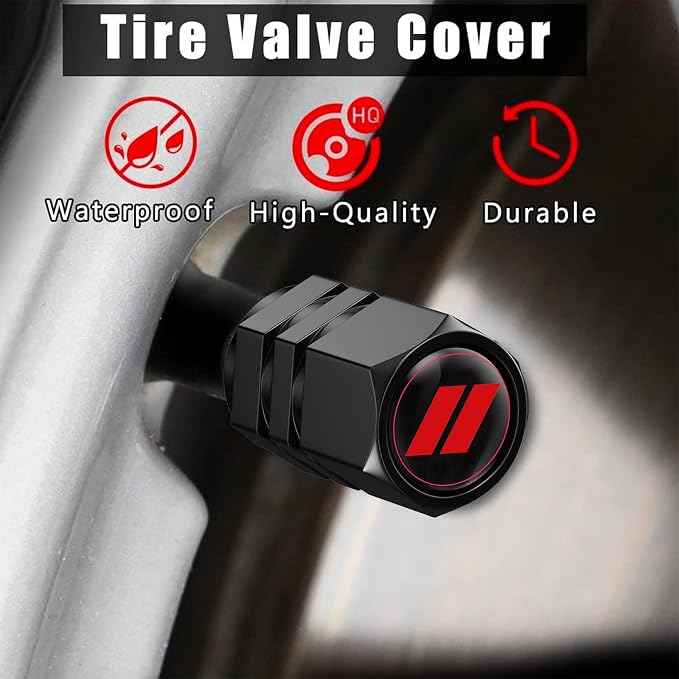 Aluminum 4pcs Tire Valve Cap Cover Set Compatible with Dodge Tire Valve Stem caps fiit for Dodge Challenger Car Accessories Decor.(Black-for-D-Q)