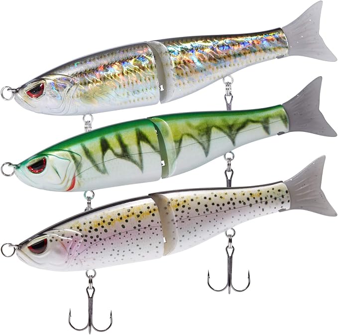 Bassdash SwimShad Glide Baits Jointed Swimbait Bass Pike Salmon Trout Muskie Fishing Lure,3-Pack