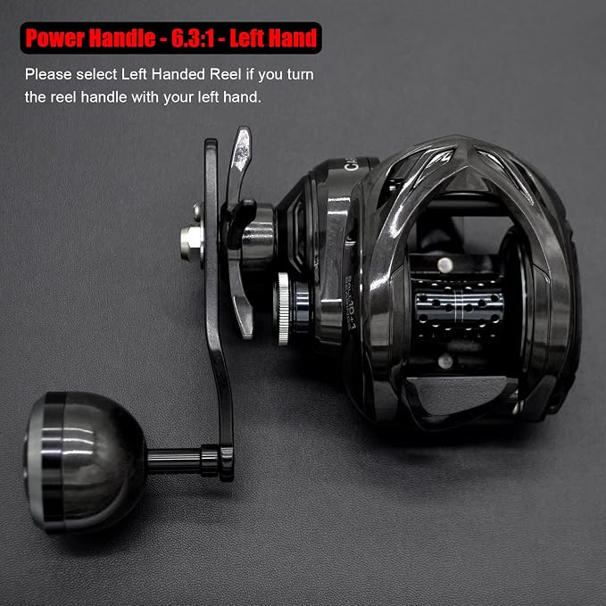 Carbon 300 Baitcasting Fishing Reel, High Line Capacity Baitcaster Reels, 6.3:1 Gear Ratio, 10+1 Stainless Steel Ball Bearings, 10 Button Magnetic Brakes, Carbon Fiber Frame and Side Covers