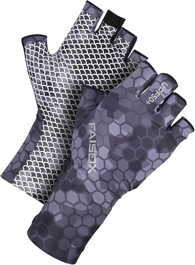 Fly Fishing Gloves Men Sun Sleeves Fingerless UPF Camo Quick-Drying UV Sun Protection for Kayak Rowing Adults Women