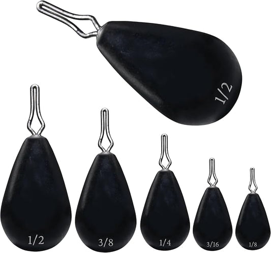 Reaction Tackle Tungsten Drop Shot Weights - Fishing Sinkers for Bass Drop Shot Rig - Size Stamped - Freshwater and Saltwater