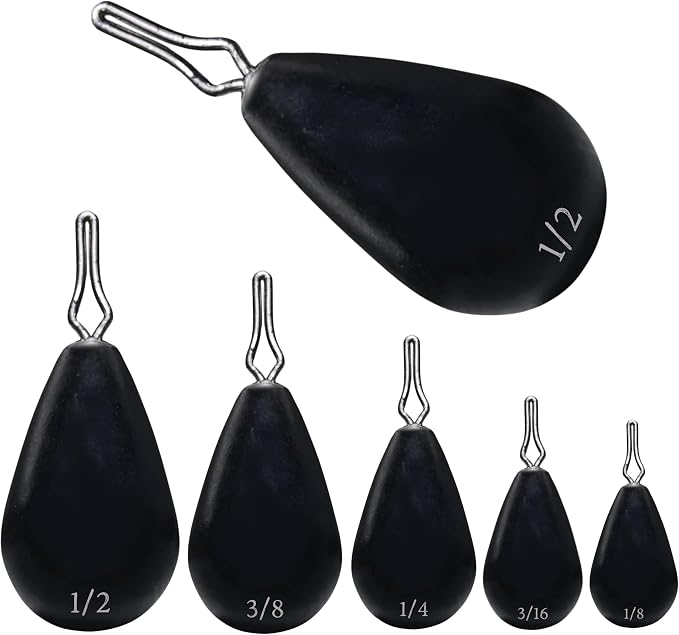 Reaction Tackle Tungsten Drop Shot Weights - Fishing Sinkers for Bass Drop Shot Rig - Size Stamped - Freshwater and Saltwater