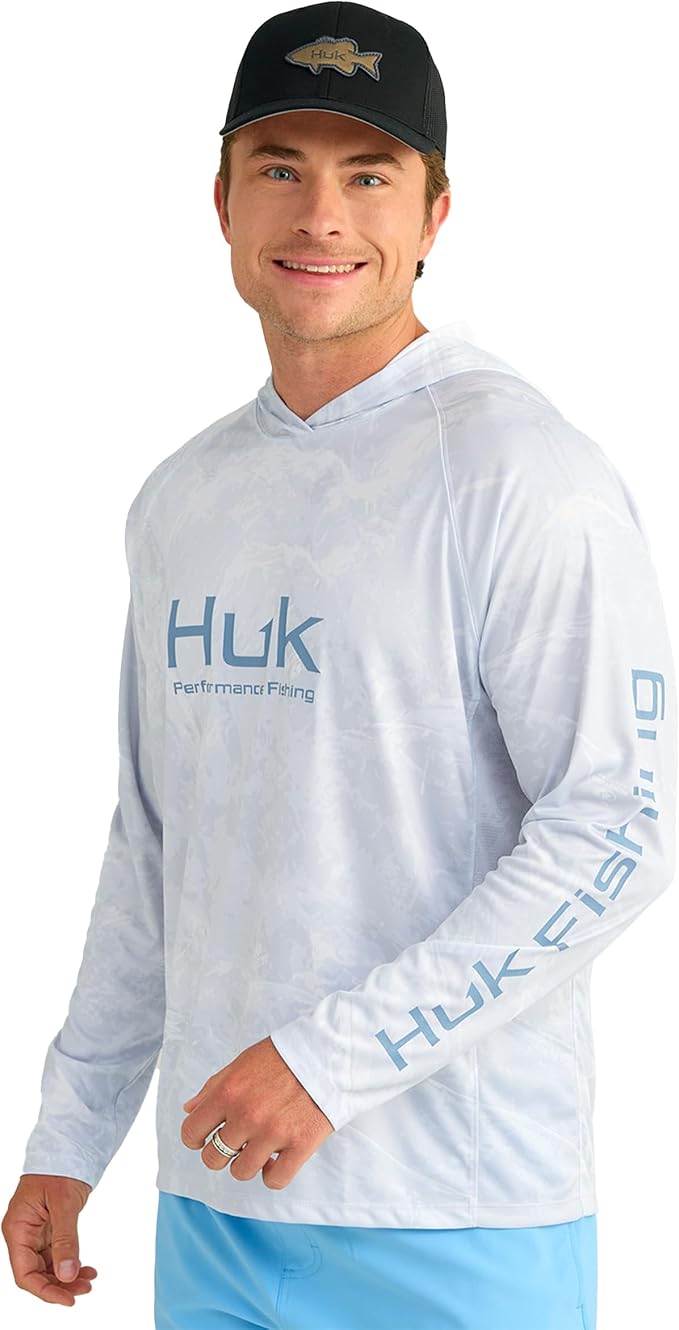 HUK Mens Pursuit Pattern Crew Sleeve Shirt, Performance Shirt