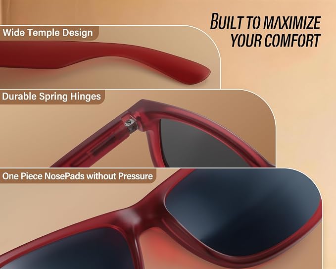 Polarized Sunglasses for Men & Women, Lightweight Driving Sunglasses for Fishing, Golf, Sports, UV400 Protection