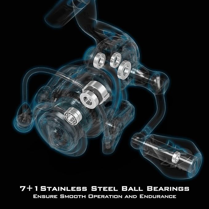 KastKing Zephyr Spinning Reels – 7+1/6+1 BB – Carbon Fiber Drag – Stainless Steel Shaft – Aluminum & CNC Spool – Black/Green/Orange – Sizes 500/1000 SFS – ICE Fishing Ready Reels!