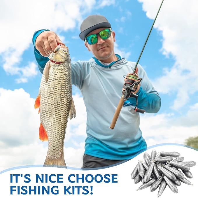 Landhoow Drop Shot Fishing Sinker Weights Kit Freshwater Catfishing Fishing Sinker Bass Casting Removable Line Saltwater Streamlined Snap Weight for Trolling Surf Tackle