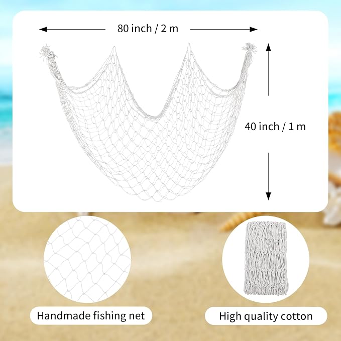 2 Pack Fish Net Decorations for Party
