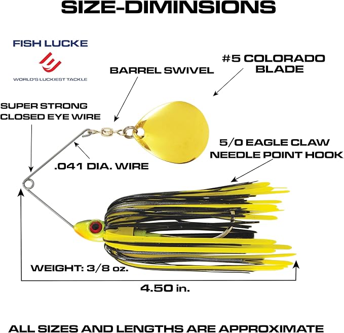 Luck E Strike Redman Spinner Bait by Jimmy Houston, 3/8 Ounce Colorado Spinnerbait