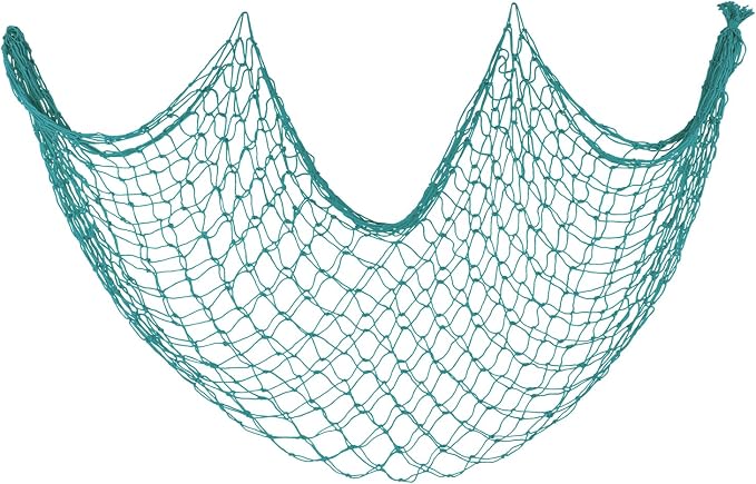 ZUEXT Aqua Decorative Fishing Net 80x40 Inch, Large Picture Fish Net, Wall Photo Hanging Fishnet for Nautical Mermaid Pirate Ocean Themed Hawaii Beach Under the Sea Party Decorations