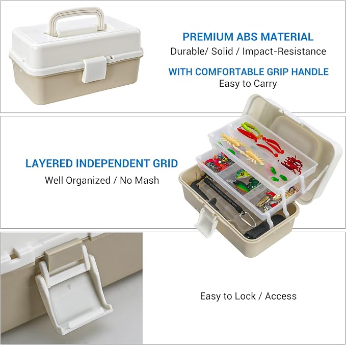Layers Fishing Tackle Box, 213Pcs Fishing Lures Kit with Small Fishing Tool Kit Containing Weights Scale, Lip Clip, Hook Remover, Fishing Accessories, Fishing Gear for Beginners, Kids, Men, Adults