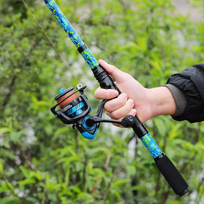 Sougayilang Telescopic Fishing Rod and Reel Combo – Full Kit with Carrier Bag, 11+1 Bearings Spinning Reel, Carbon Fiber Travel Pole for Bass, Trout, Catfish, Redfish – Saltwater Freshwater