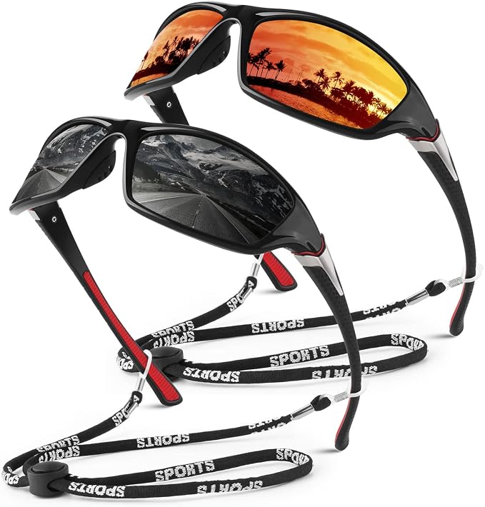 WEAROYO Polarized Sports Sunglasses for Men Women,Fishing Driving Rectangular Goggles UV400 Protection