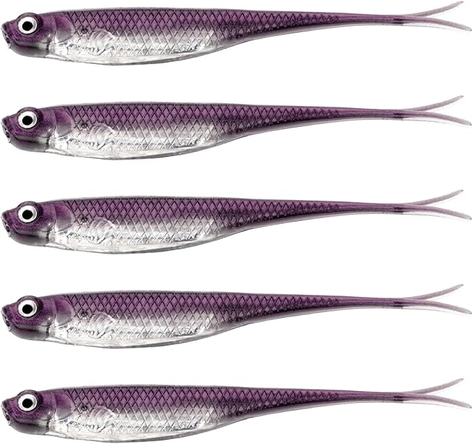 QualyQualy Soft Swimbait Fishing Lures 5PCS 6PCS Jerk Shad Minnow Drop Shot Lure Bass Bait Shad Lure Soft Jerkbait for Bass Trout Pike Walleye Crappie 2.95'' 3.93'' 4.72''