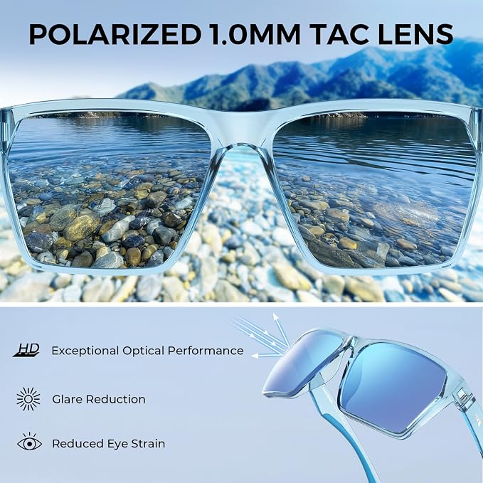 KastKing Beartrap Polarized Sports Fishing Sunglasses, With PuriVex Protective Lens Coating, Square Frame Design, Men Women