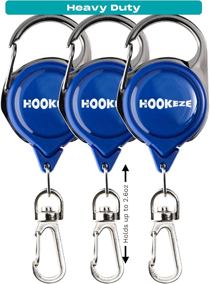 HOOK-EZE Fly Fishing Zinger Retractor for Anglers Vest, Pack of 3 - Fishing Gear and Equipment for Nippers, Forceps, Fly Float Ant, Belt Loops & Backpack